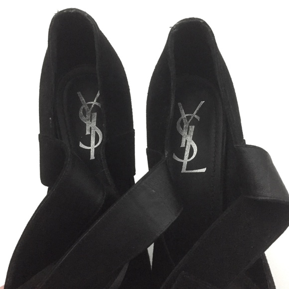 YSL - Imperiale Suede Platform Ankle Strap Heels - Picture 10 of 16